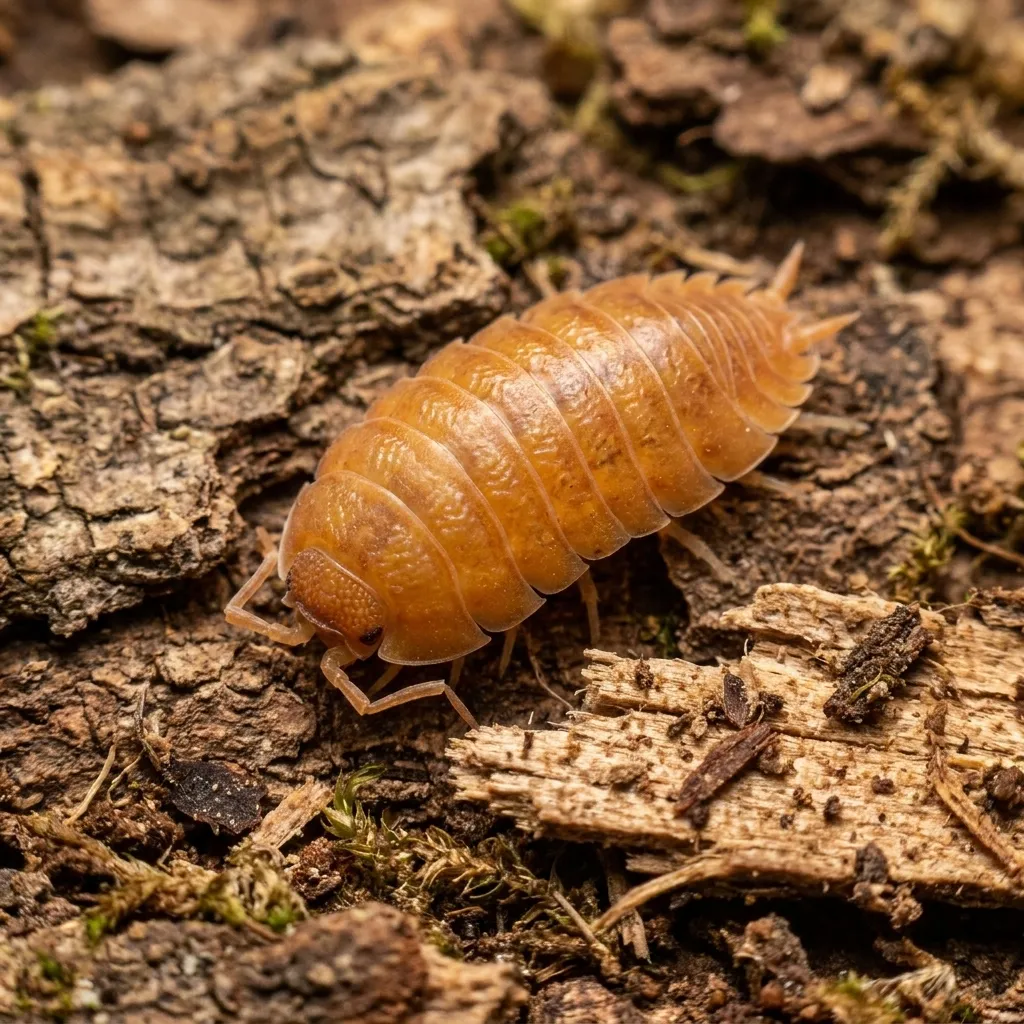 Porcellio scaber Orange isopods for sale on bark and leaf litter