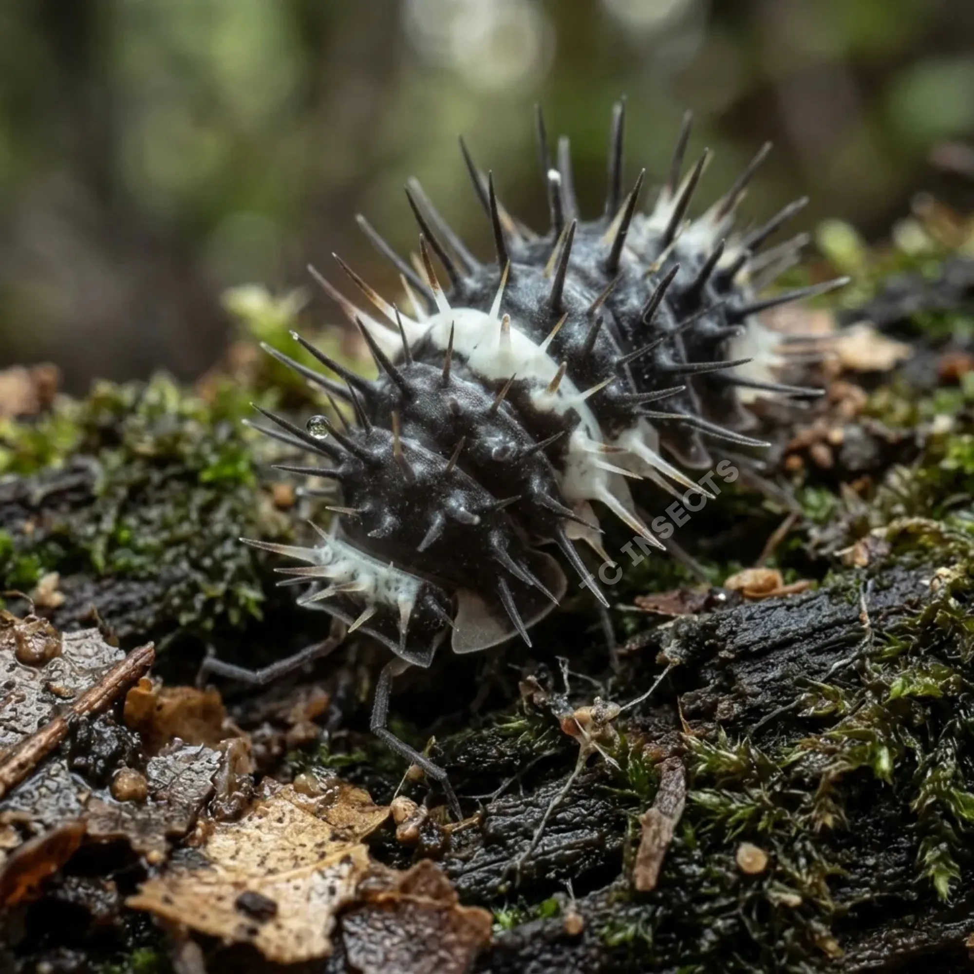 anda Spiky isopods on cork bark in a humid tropical setup