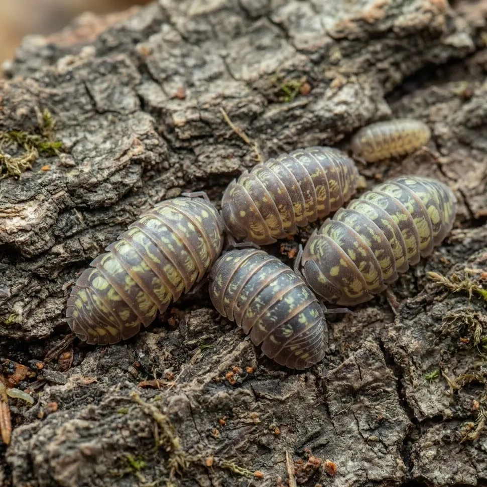 Ceska isopods for sale on bark and leaf litter