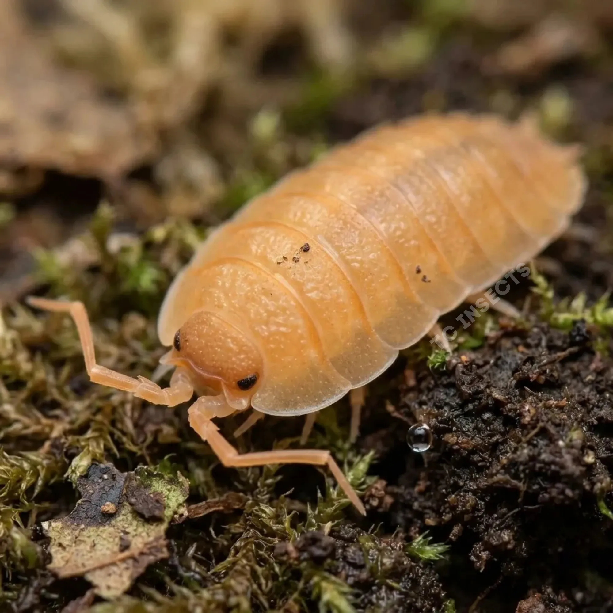 Porcellio nicklesi Orange isopods for sale on bark and leaf litter